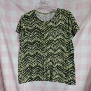 Croft & Barrow Green and Black Chevron Short Sleeve Tee